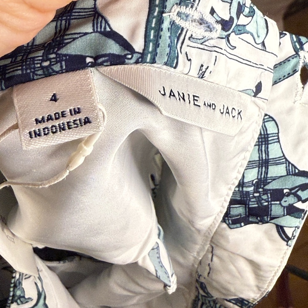 NWT Janie & Jack Horse Stable Print Dress Size 4 - Picture 4 of 9